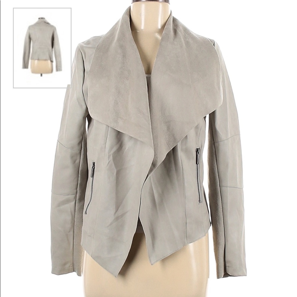 Bar III Faux Leather Jacket in White Smoke